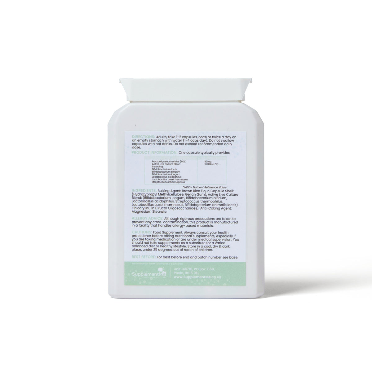 Probiotic 10 Billion CFU back label